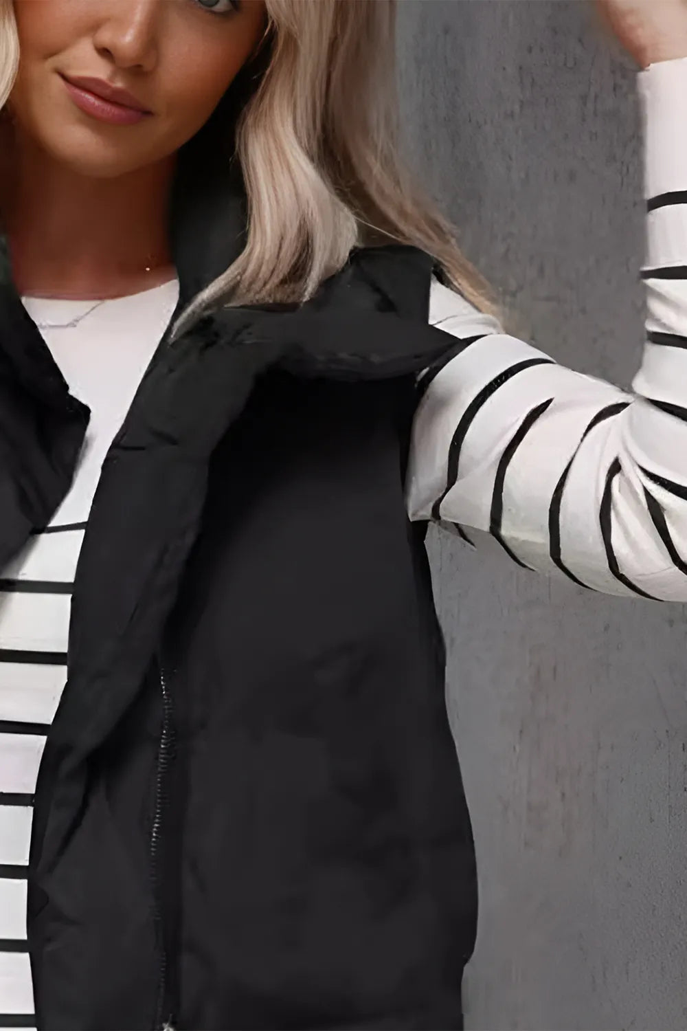 Zip Up Vest Coat with Pockets, view 5
