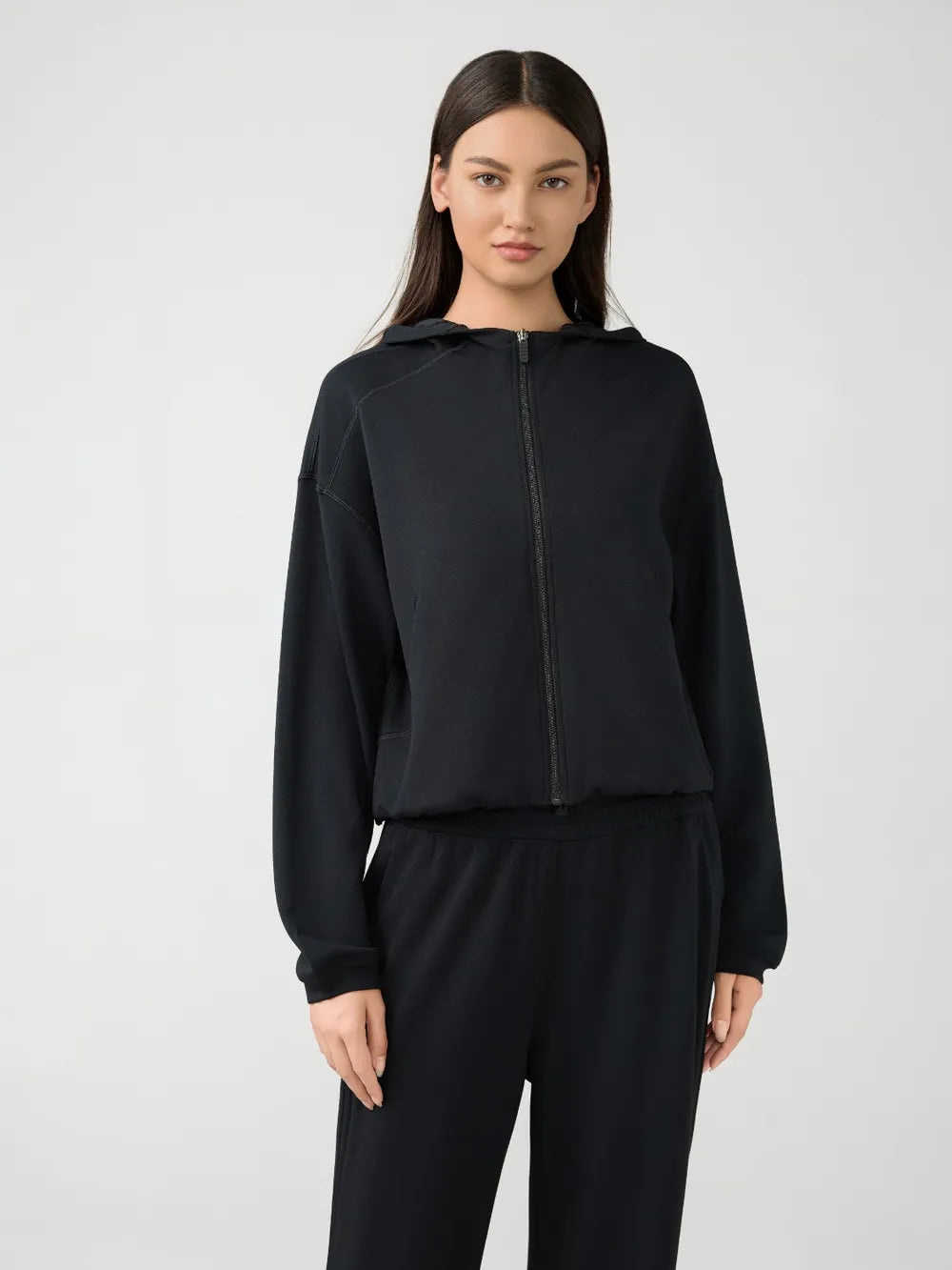 Millennia Zip Up Dropped Shouder Active Hooded - Lilixa.store
