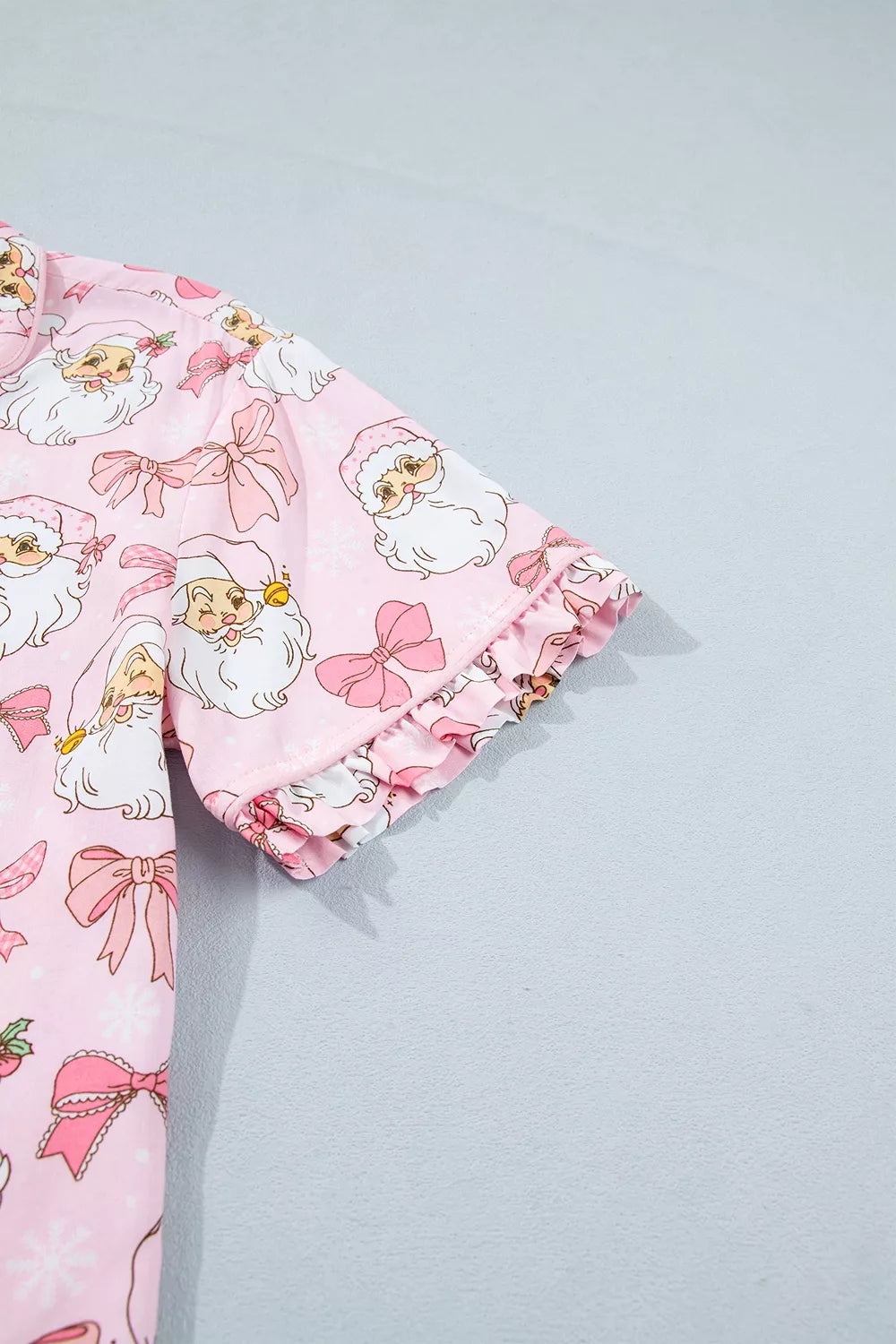 Santa Print Paneling Shift Silhouette Short Sleeve Lounge Set - Lilixa.store