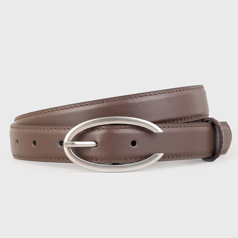Oval Buckle Leather Belt - Lilixa.store