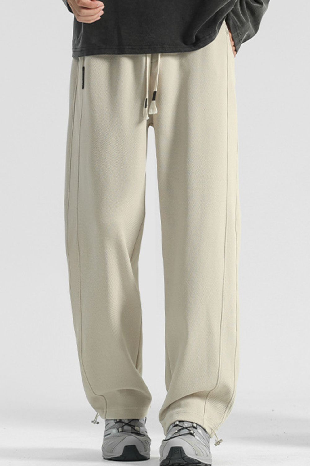 Men's Plus Size Casual Loose Fit Drawstring Sweatpants in Beige
