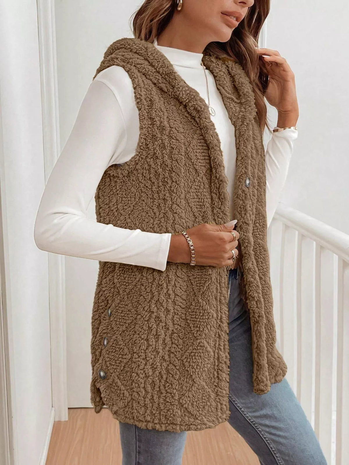 Cozy Sherpa Fleece Hooded Vest Coat - Lilixa.store