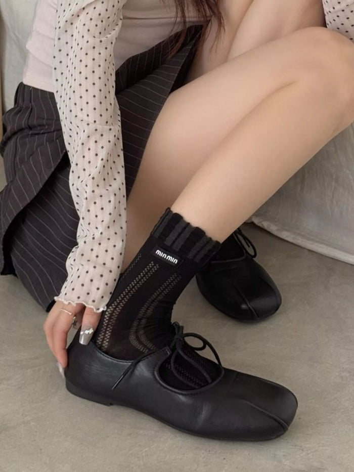 Knitted Crew Socks in Black