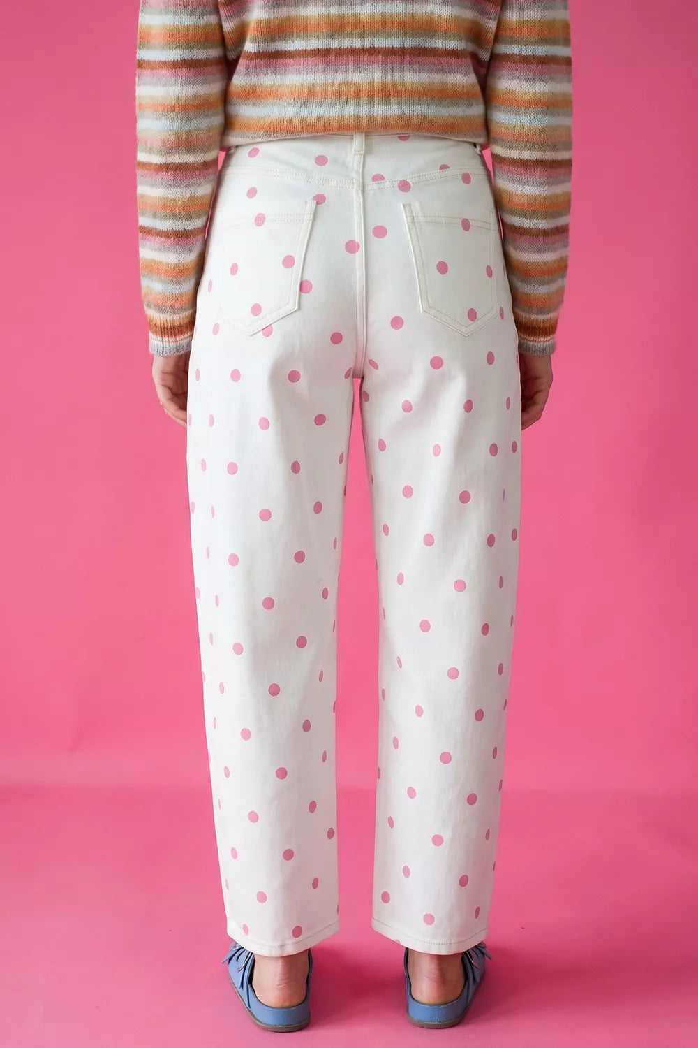 Polka Dot Wide-Leg Jeans - Lilixa.store