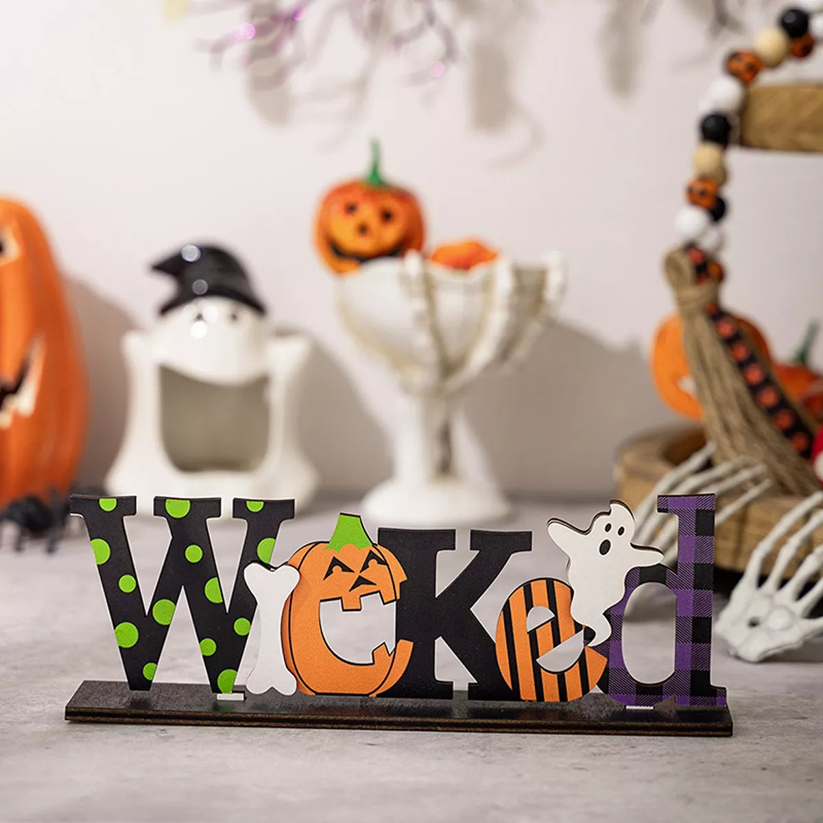 Halloween Decorative Object Set with Wicked and Spooky Wooden Signs - Lilixa.store