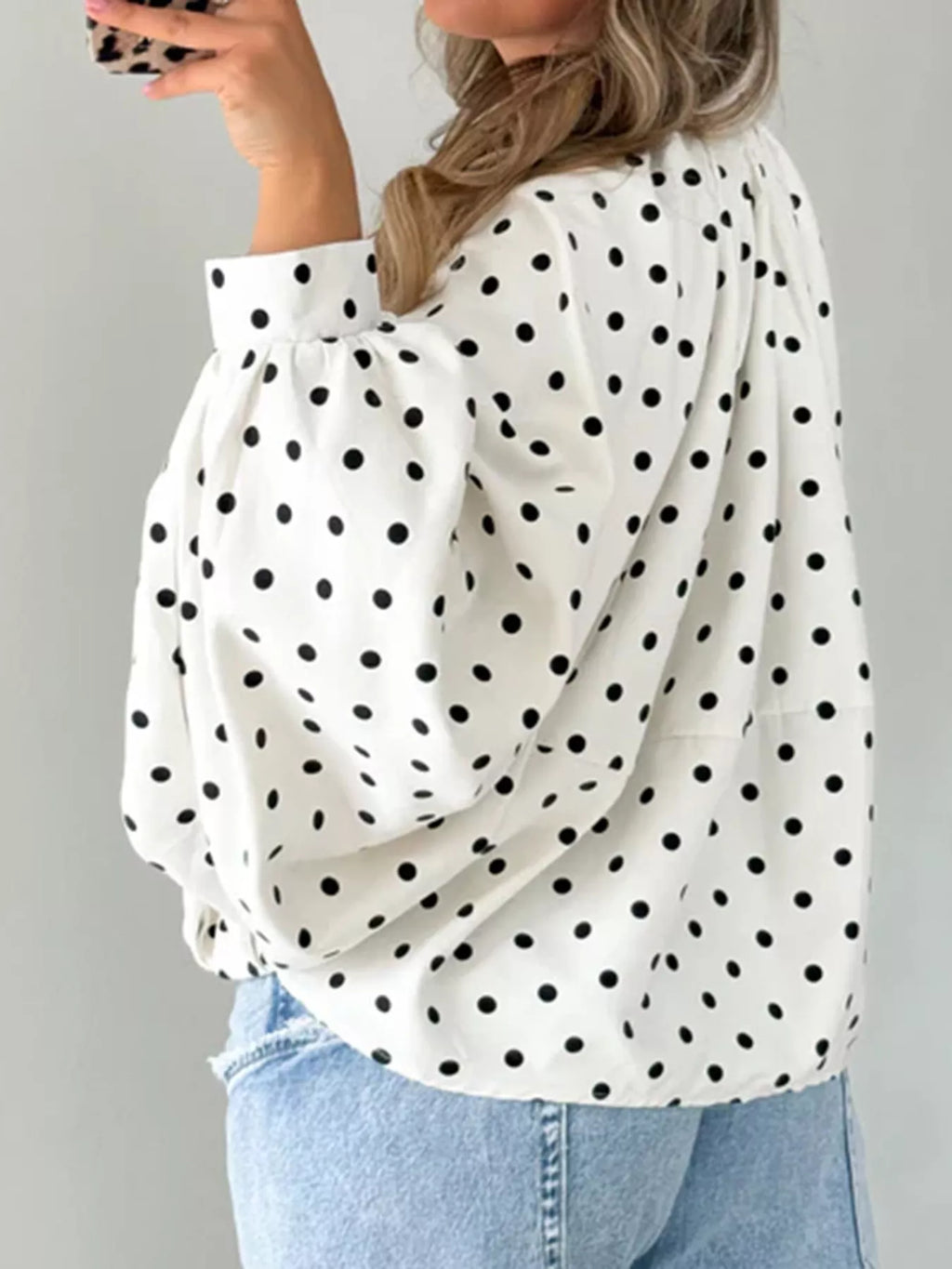 Polka Dot Zip-Up Jacket - Lilixa.store