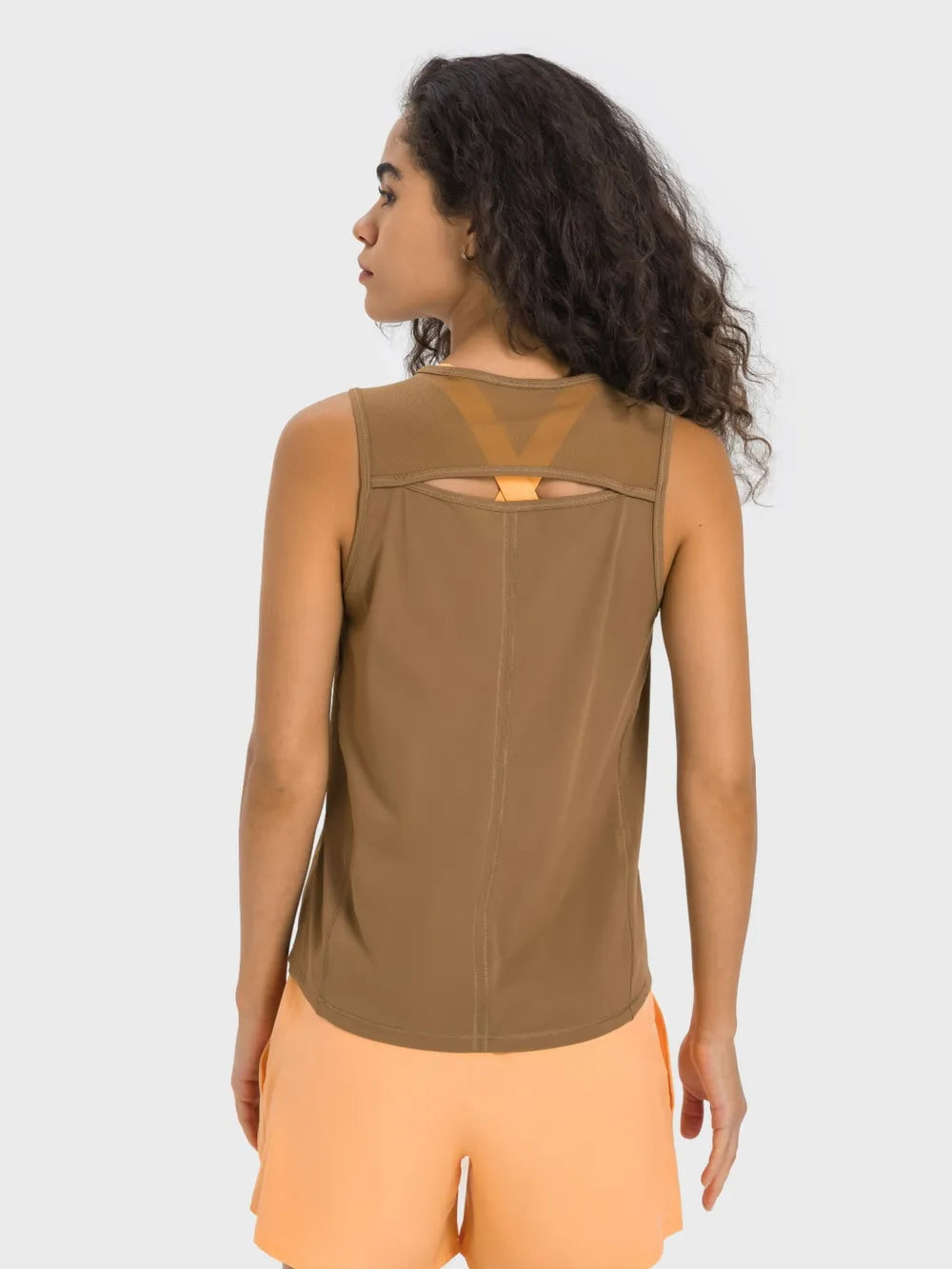 Millennia Cutout Back Round Neck Active Tank - Lilixa.store