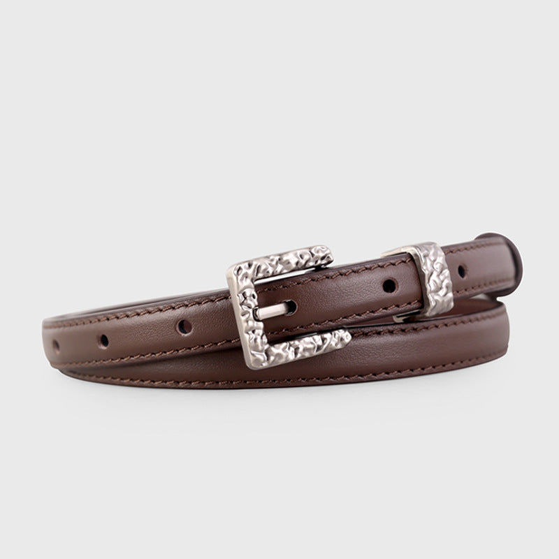 Textured Buckle Leather Belt - Lilixa.store