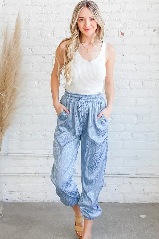 And The Why Satin Leopard Print Joggers - Lilixa.store