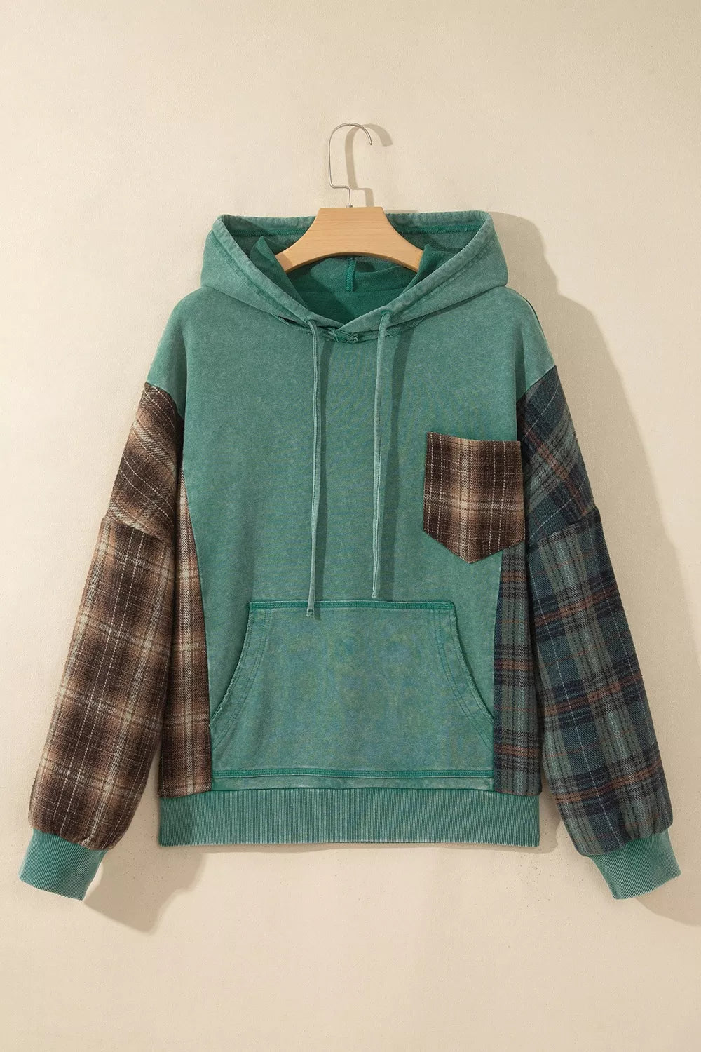 Plaid Kangaroo Pocket Hoodie