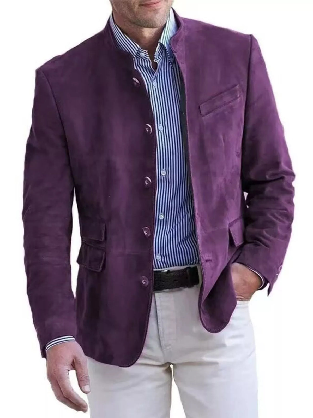 Men's Full Size Button Up Long Sleeve Blazer Plus Size - Lilixa.store