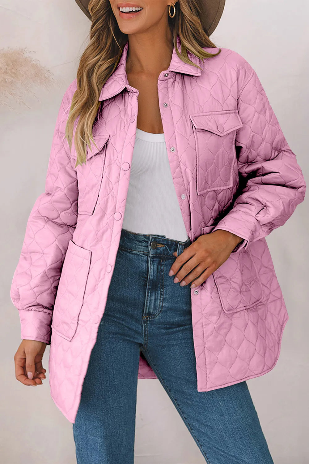 Snap Down Collared Winter Coat - Lilixa.store