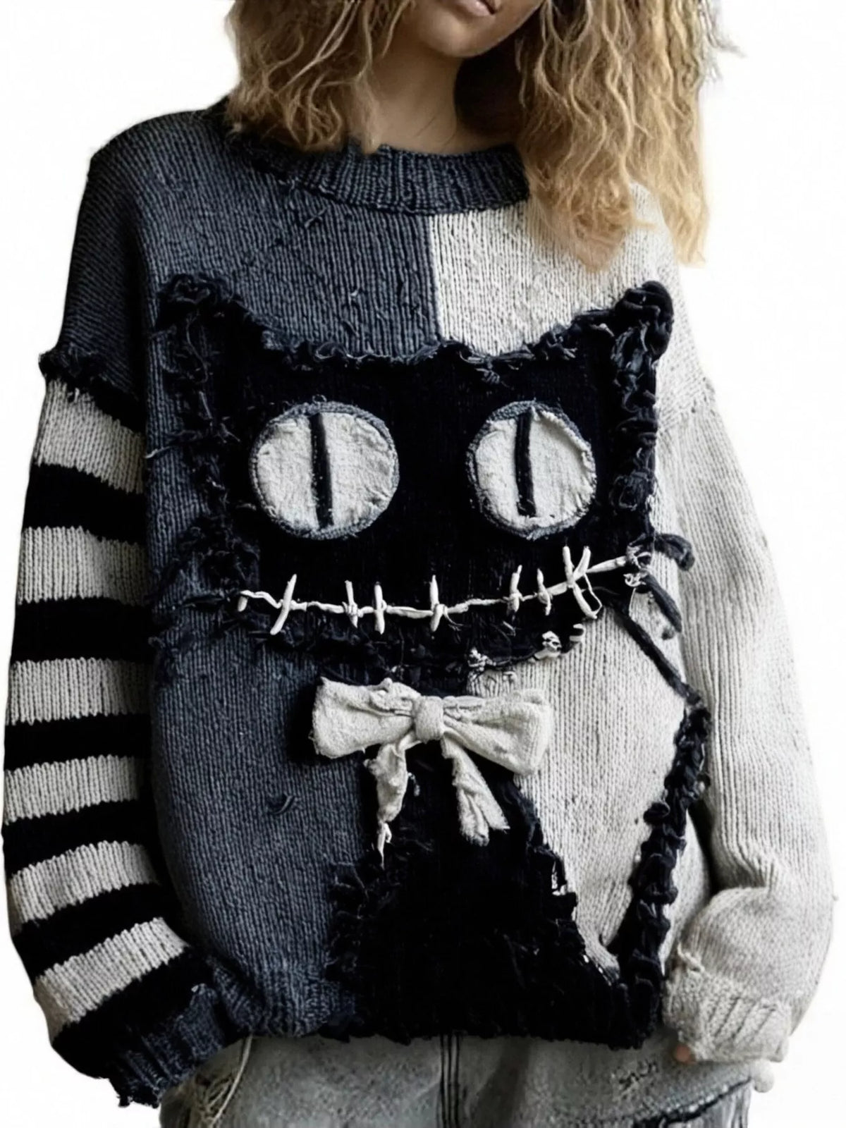 Full Size Color Block Oversized Dropped Shoulder Sweater Plus Size - Lilixa.store
