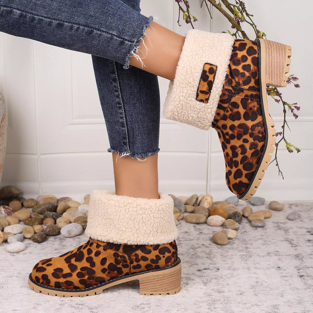 Leopard Print Plush Lined Boots - Lilixa.store