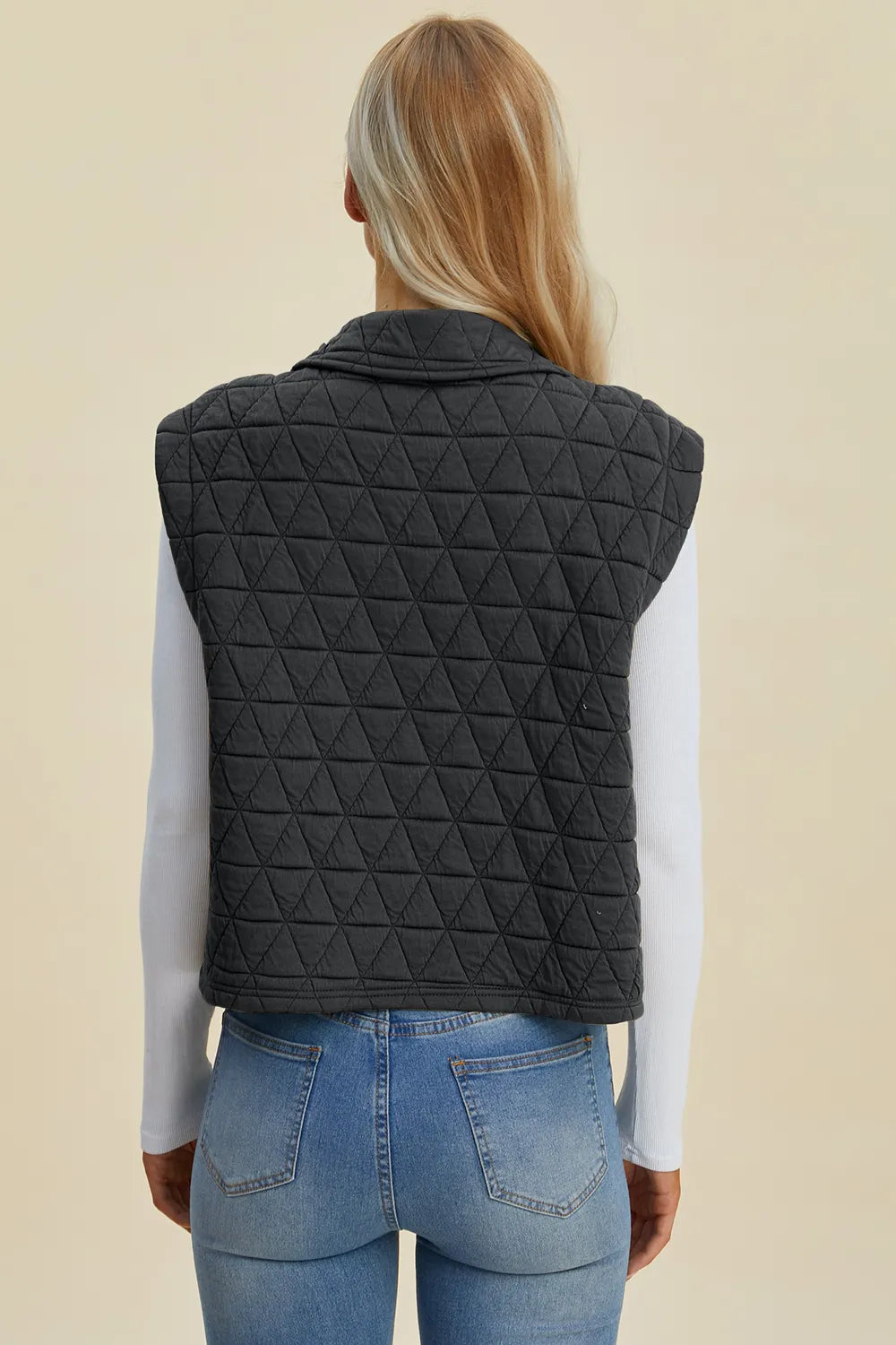 Double Take Full Size Pocketed Texture Snap Down Vest Coat, view 8