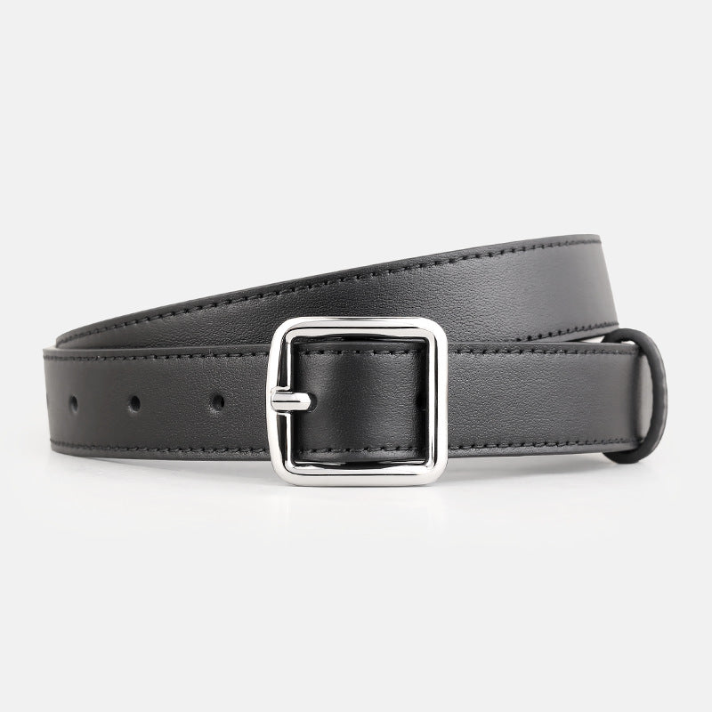 Leather Belt with Silver Buckle - Lilixa.store