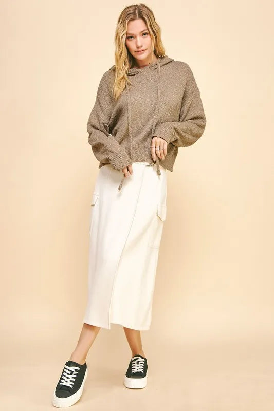 Davi & Dani Drop Shoulder Long Sleeve Hooded Sweater - Lilixa.store