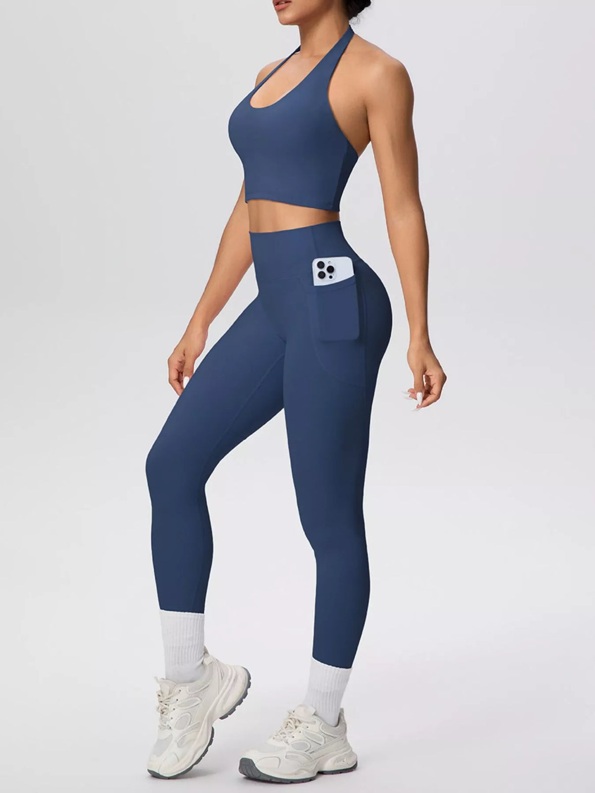 Halter Neck Crop Top and High-Waisted Leggings Active Set - Lilixa.store