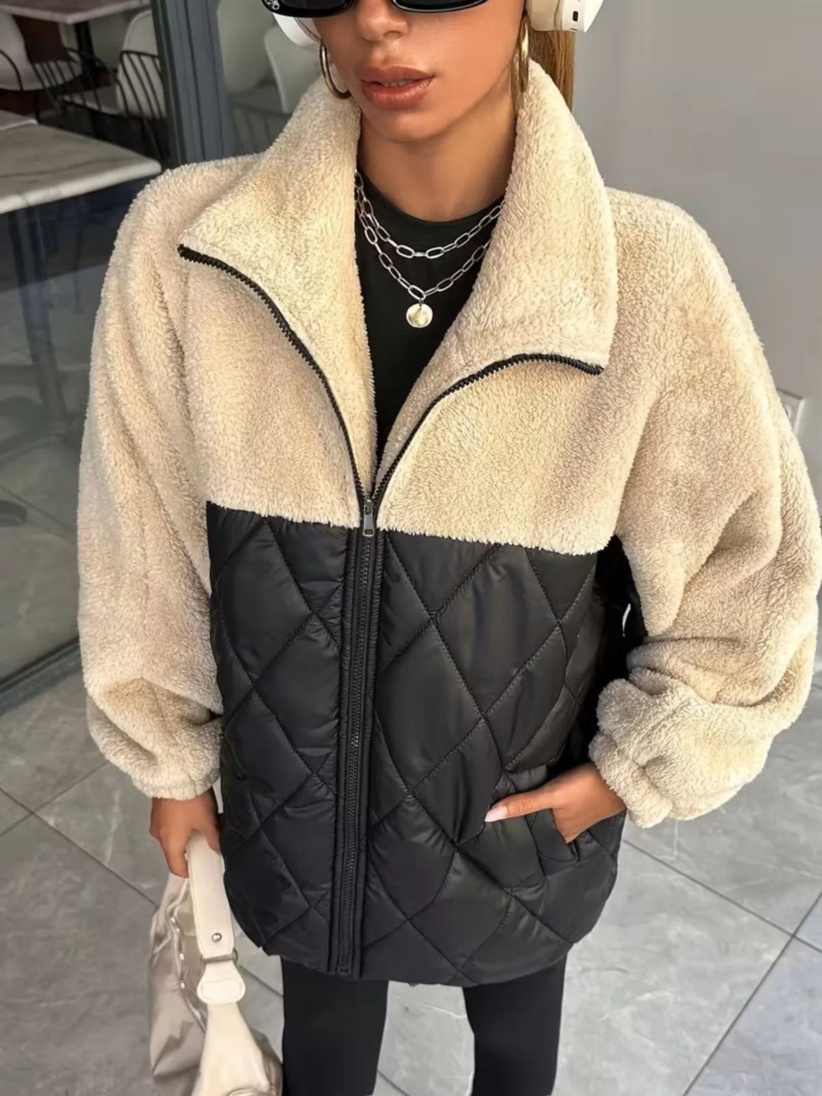 Color-Block Sherpa and Quilted Puffer Outerwear