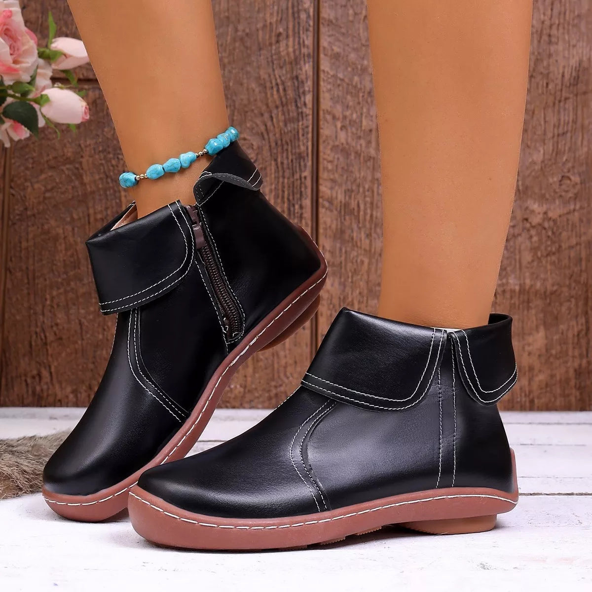 Round Toe Side Zipper Boots - Lilixa.store