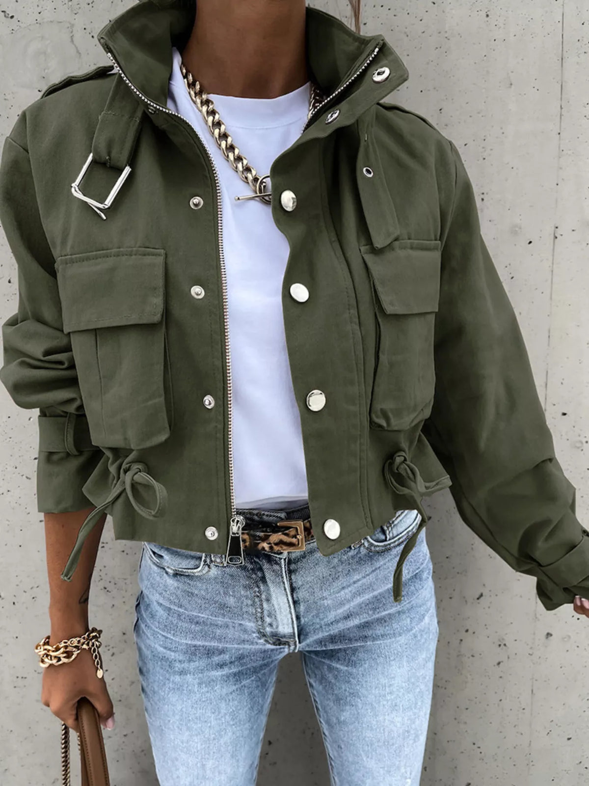 Snap Down Cropped Jacket