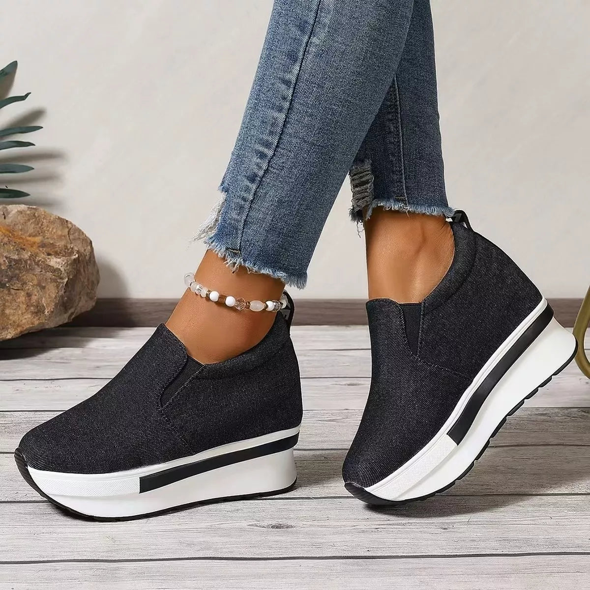 Round Toe Platform Slip-Ons - Lilixa.store
