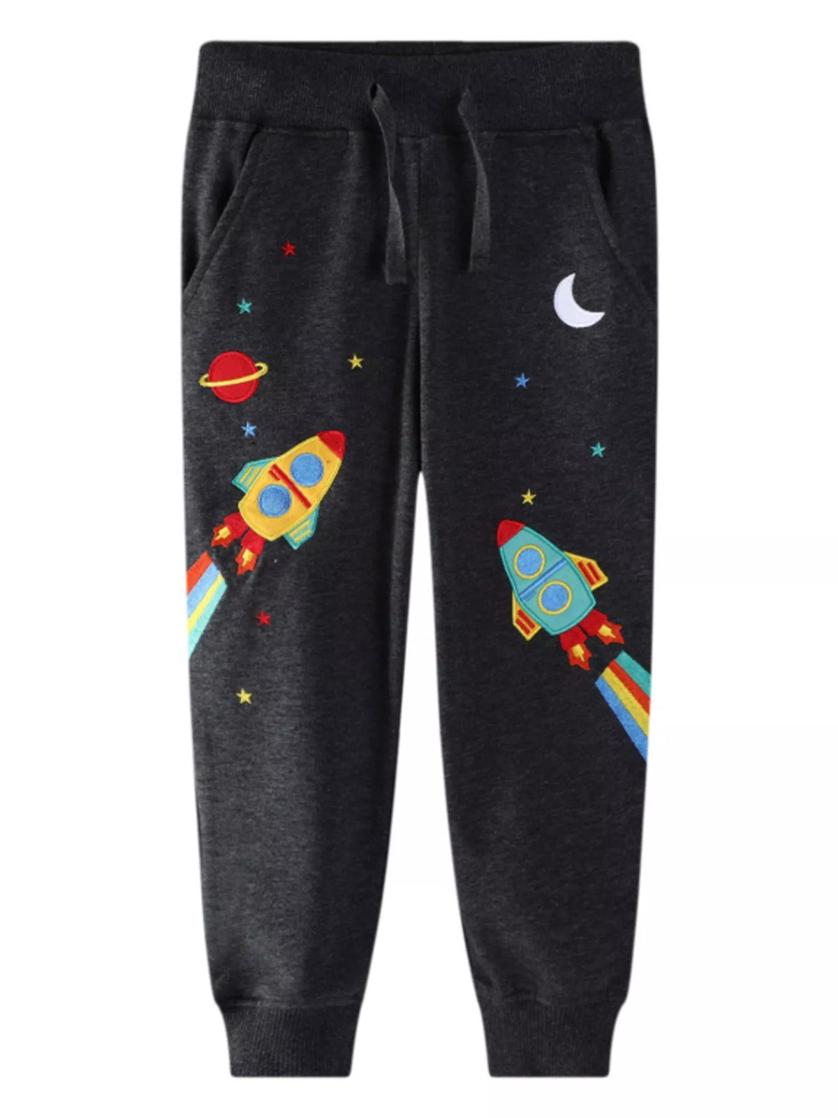 Children's Space Rocket Embroidered Joggers - Lilixa.store