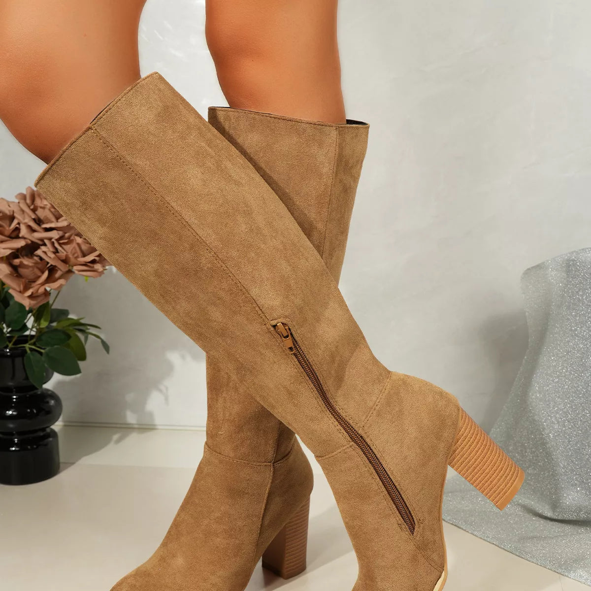 Point Toe Block Heels Boots - Lilixa.store