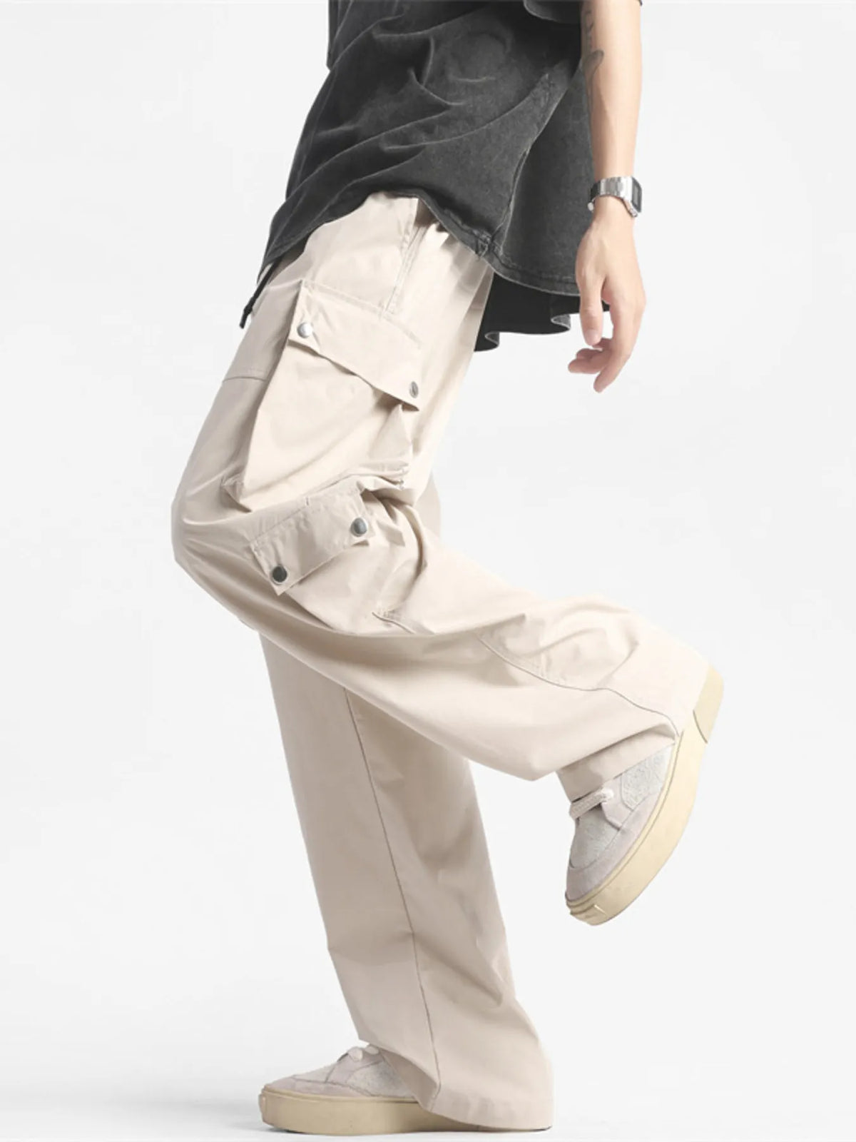 Men's Plus Size Wide Leg Cargo Pants, view 2