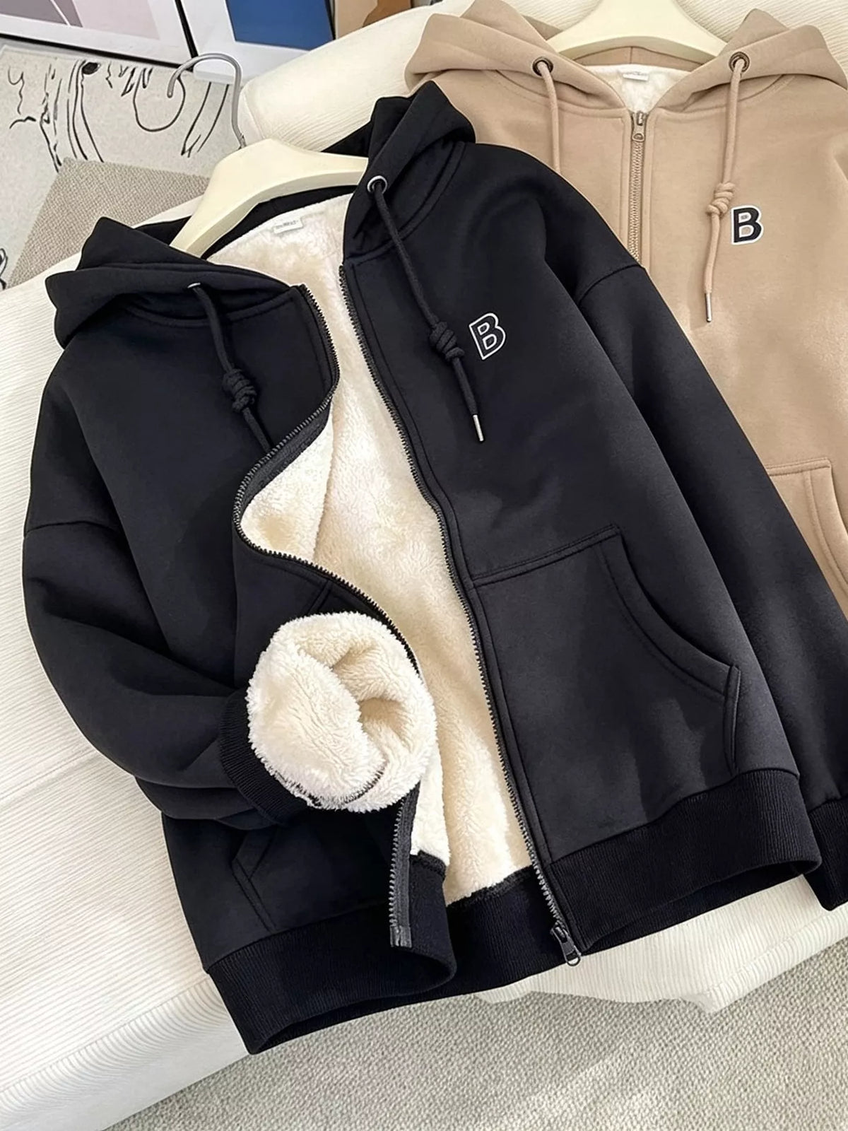 Fleece-Lined Zip-Up Hoodie - Lilixa.store