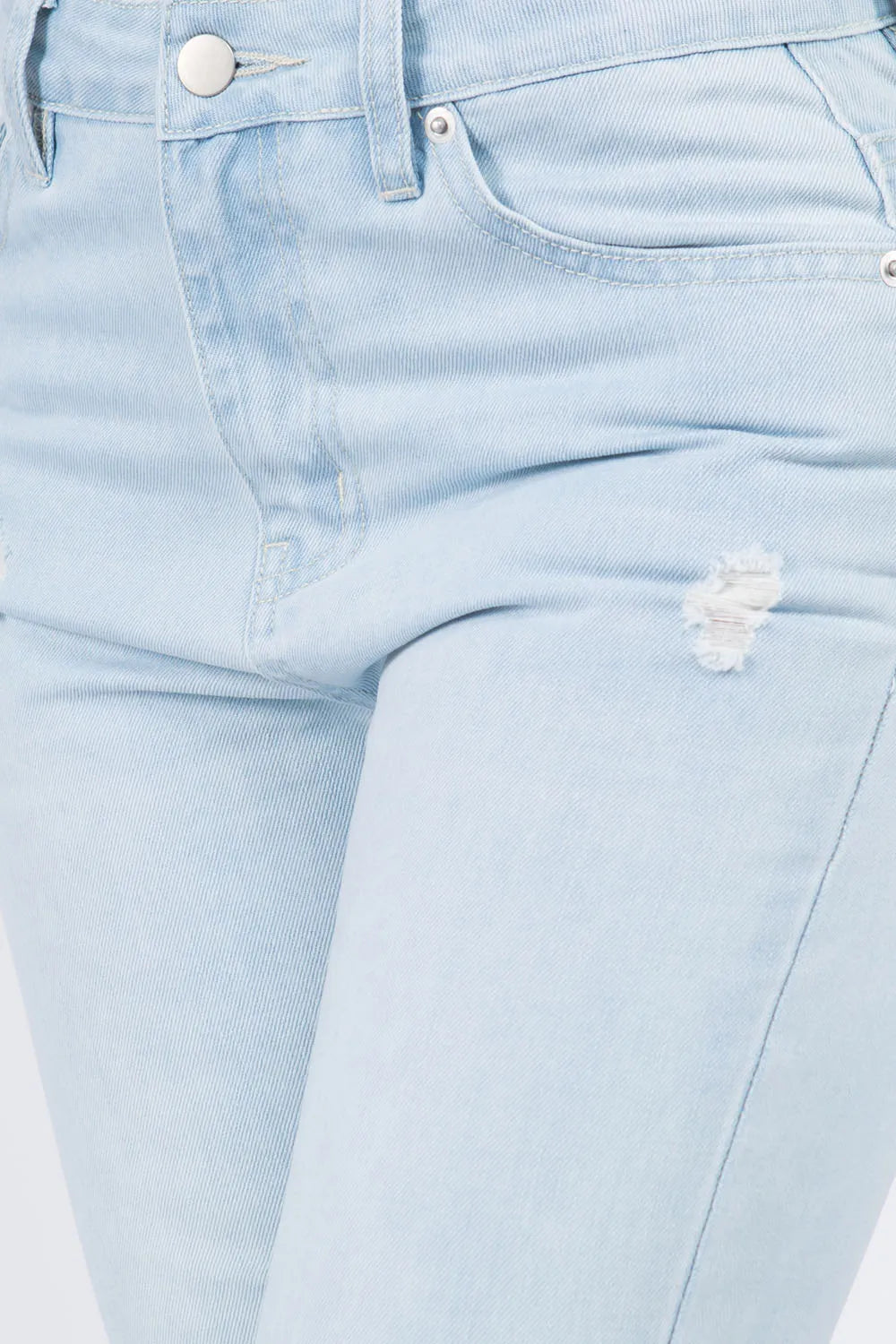 American Bazi High Waist Distressed Raw Hem Jeans - Lilixa.store