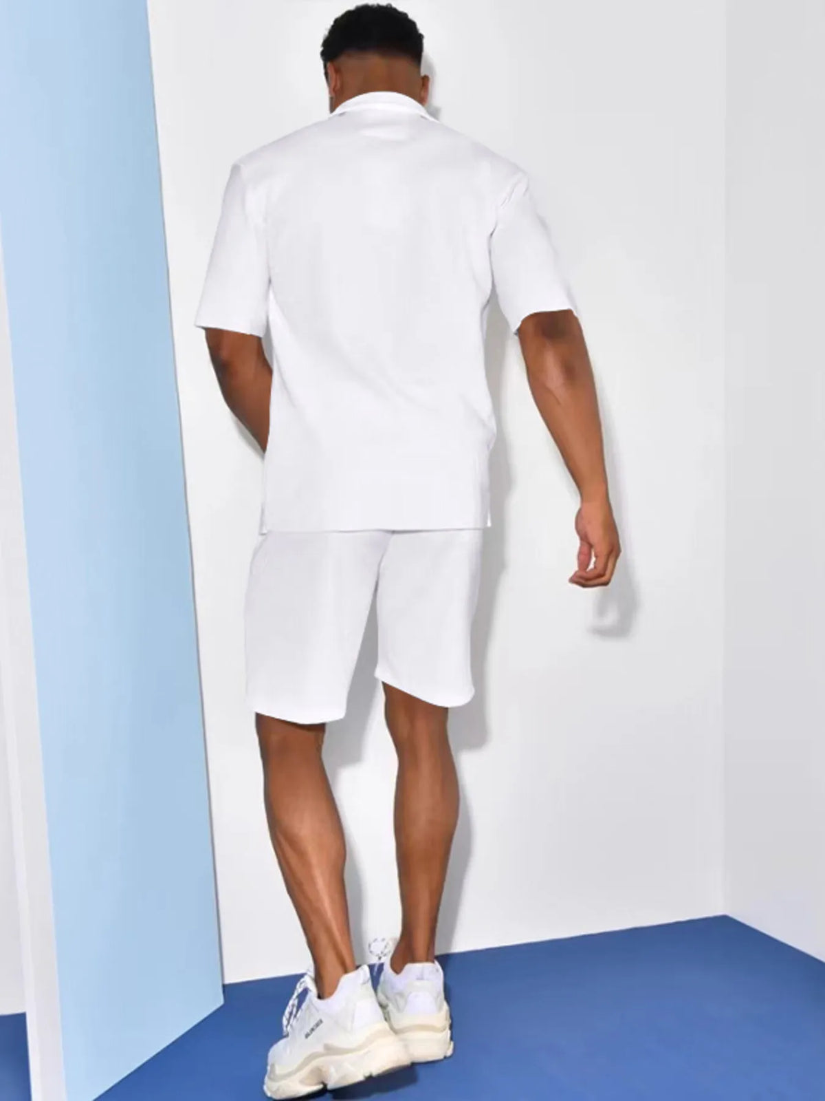 Men's Plus Size Button Up Shirt and Shorts Set, view 2