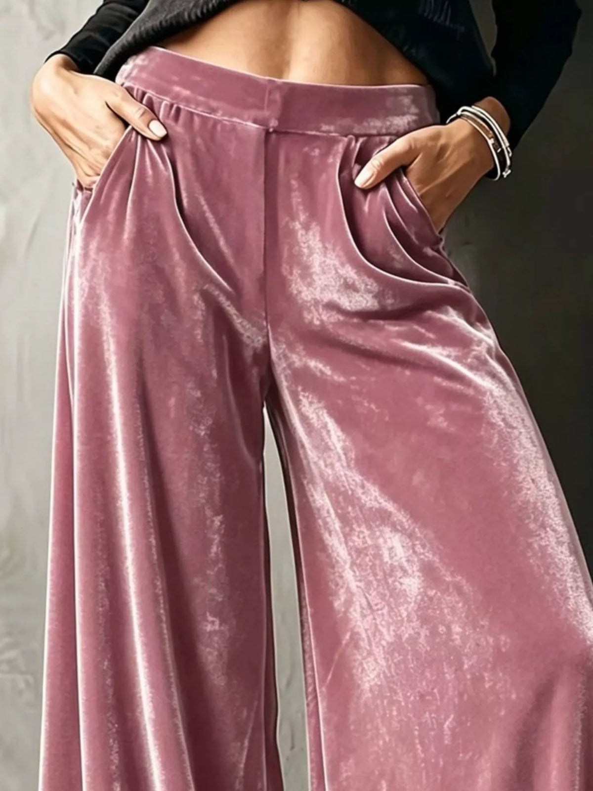 Full Size High-Waisted Wide-Leg Velvet Pants Plus Size - Lilixa.store
