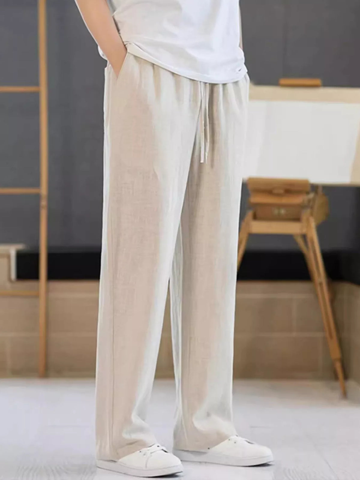 Men's Plus Size Casual Drawstring Pants, view 3