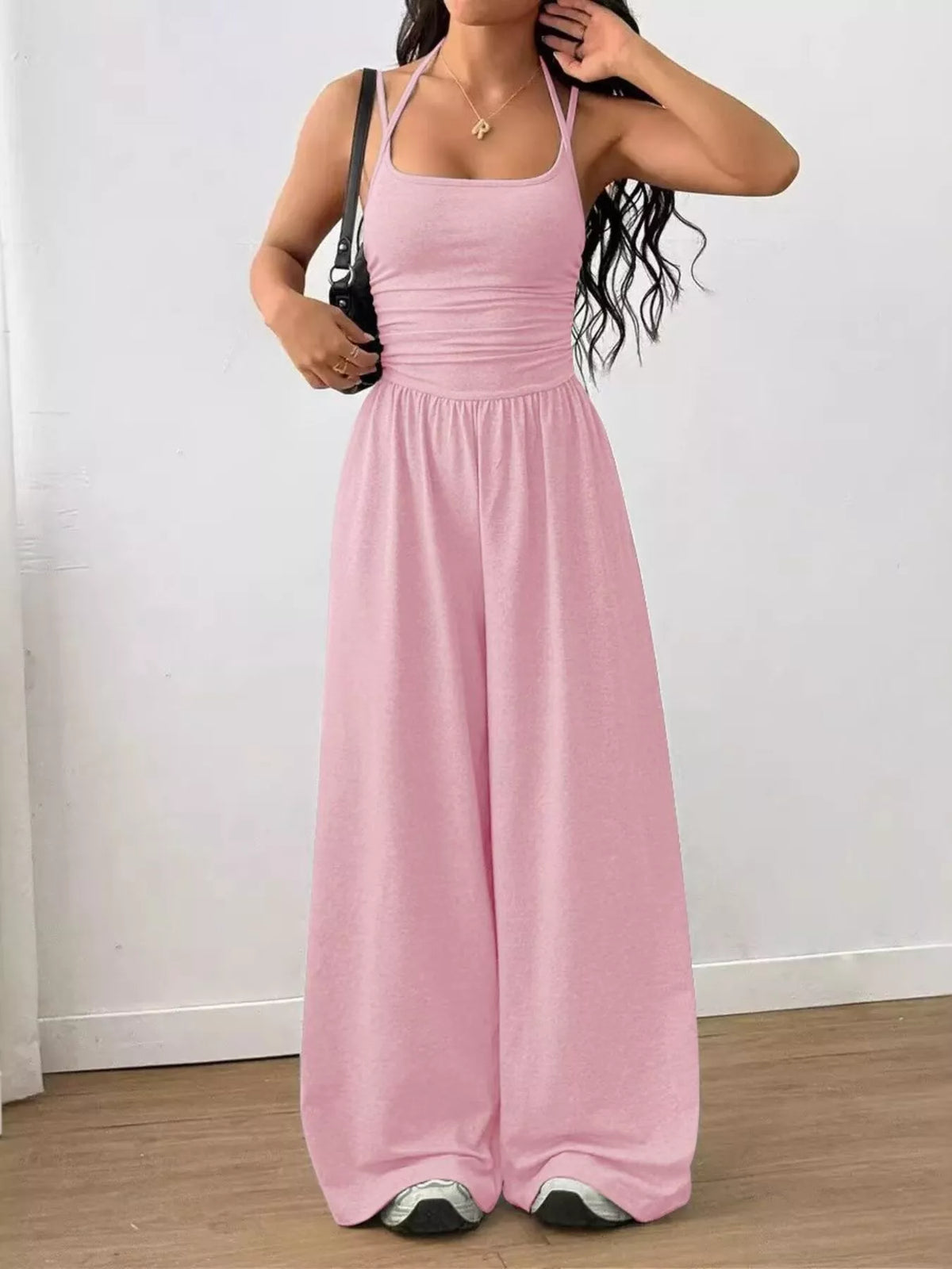 Spaghetti Strap Wide Leg Jumpsuit - Lilixa.store