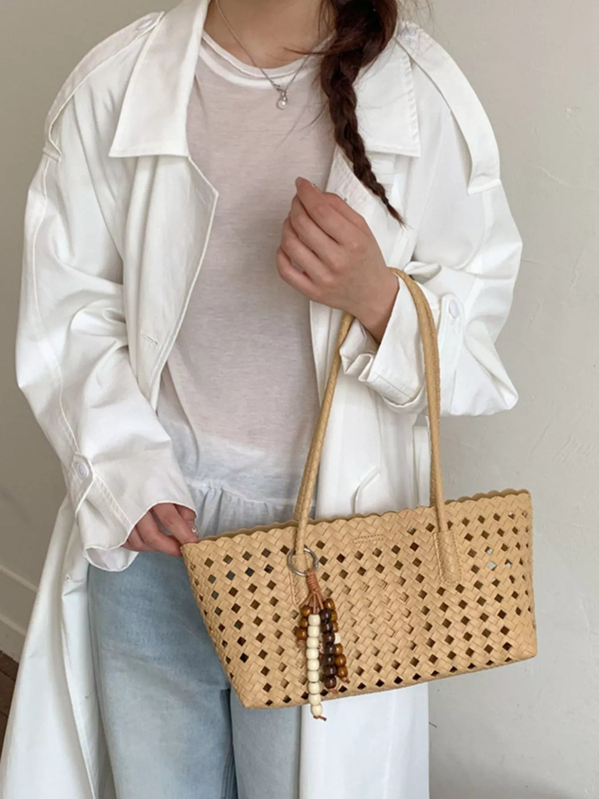 Woven Hollow-Out Shoulder Bag