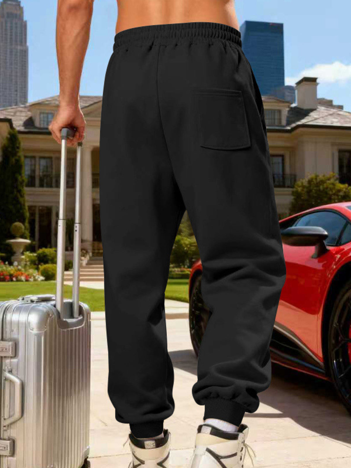 Men's Full Size Casual Striped Cargo Joggers Plus Size