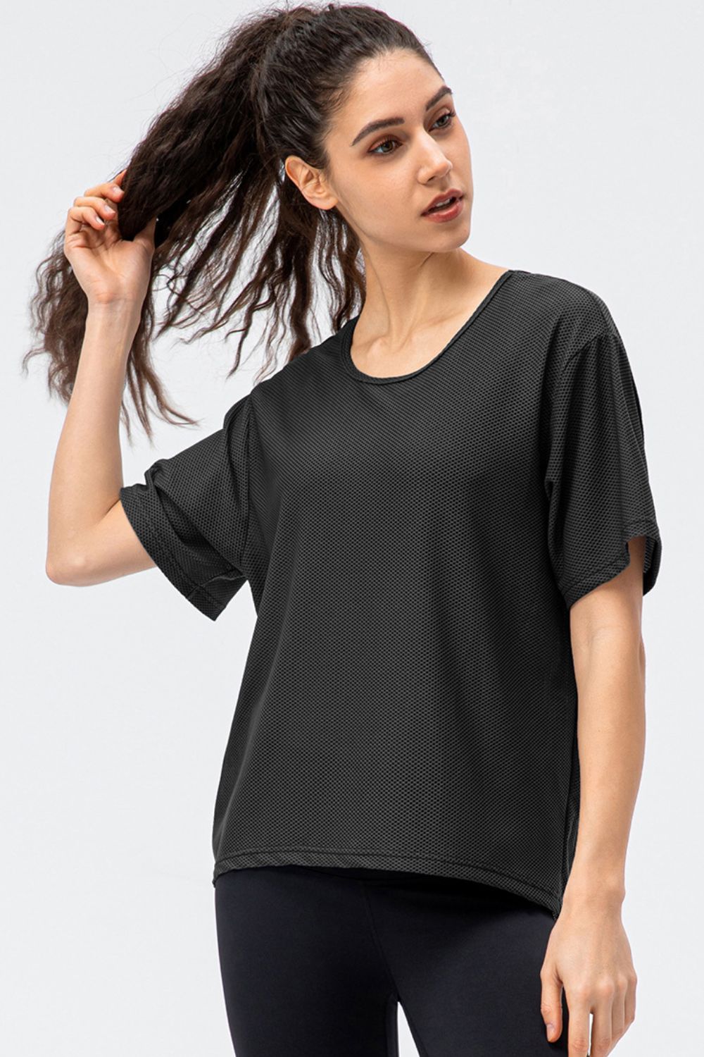 Round Neck Short Sleeve Active Tee - Lilixa.store