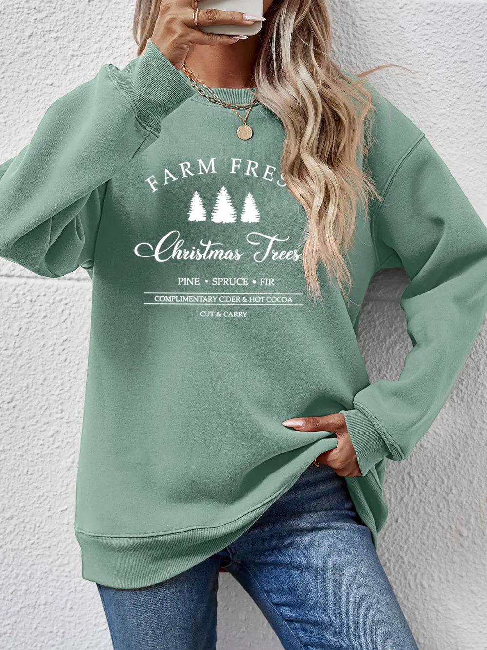 Graphic Round Neck Dropped Shoulder Sweatshirt - Lilixa.store