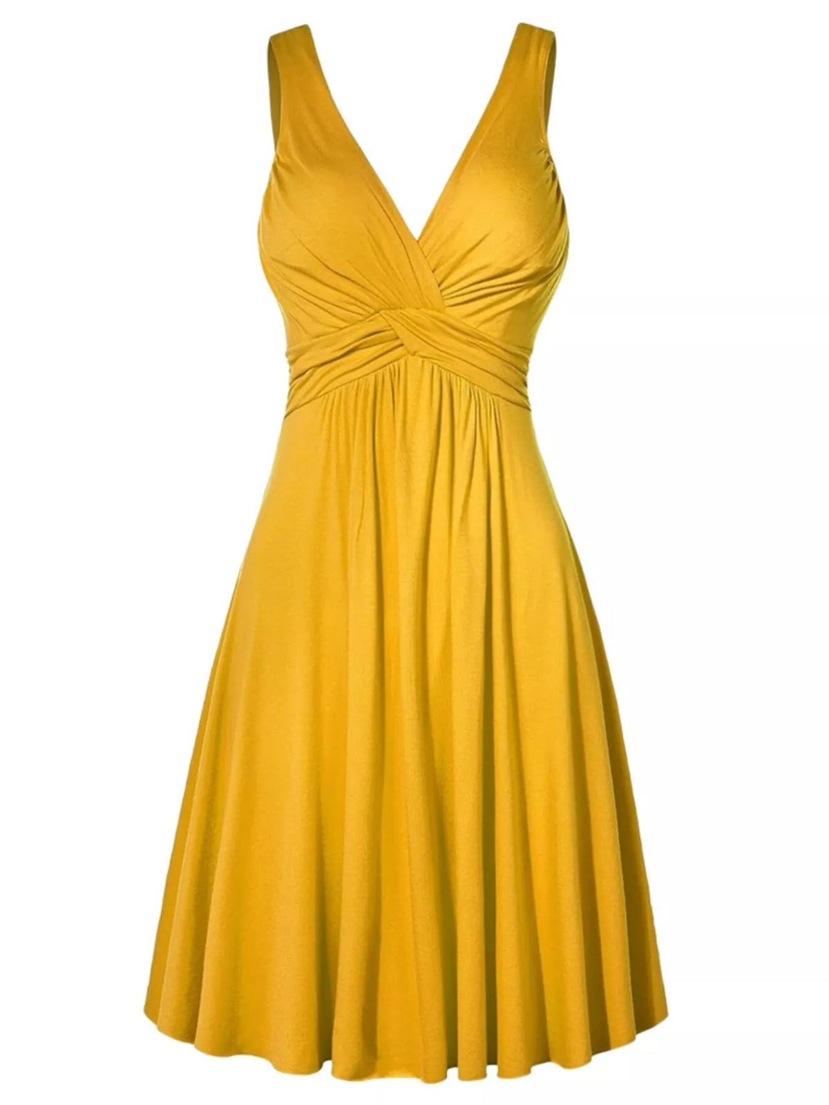 Full Size Twisted Sleeveless Ruched Waist A-Line Dress Plus Size - Lilixa.store