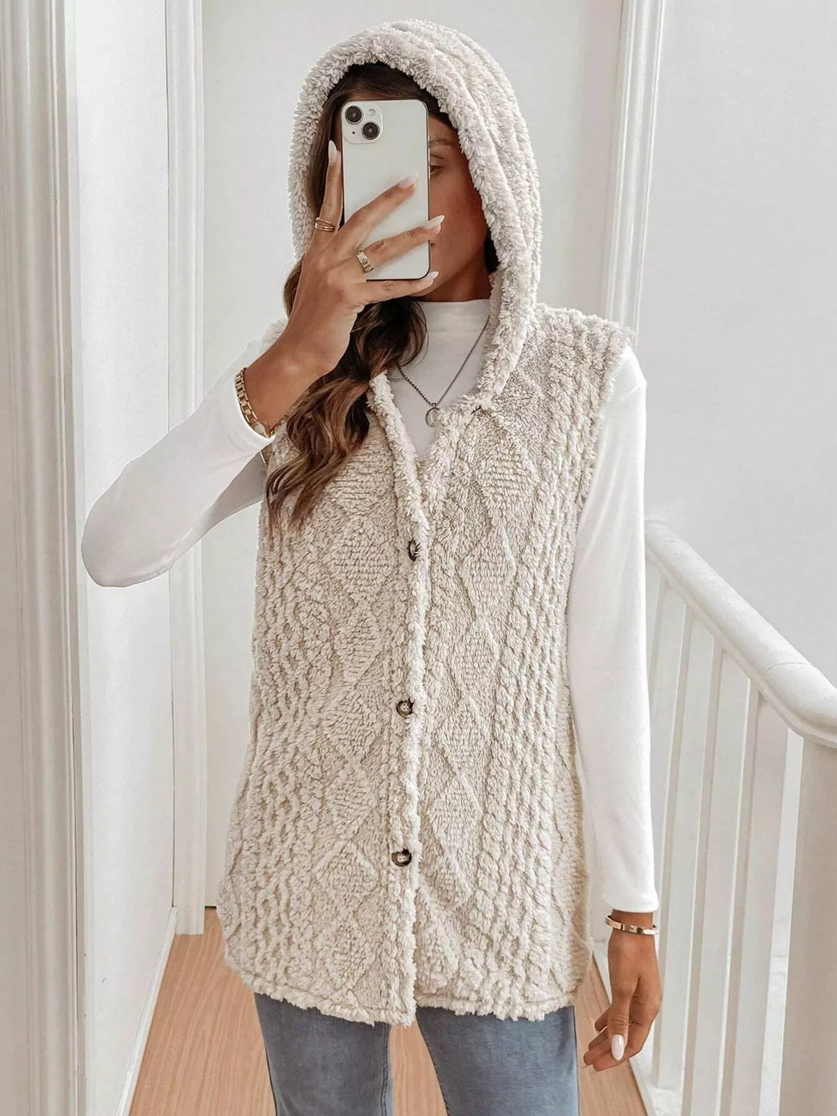Cozy Sherpa Fleece Hooded Vest Coat - Lilixa.store