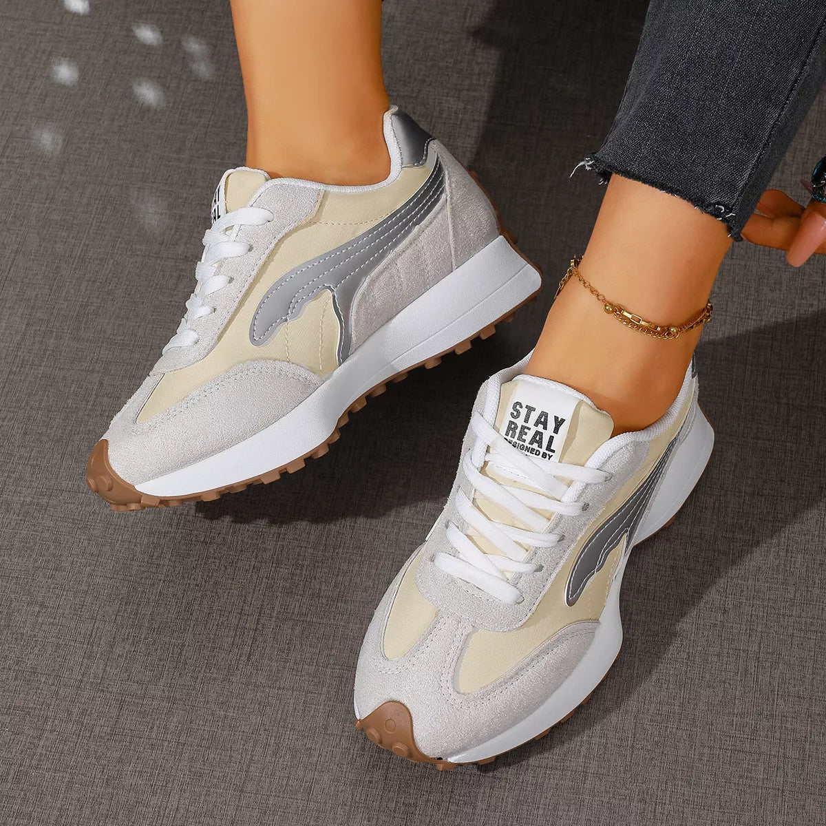 Round Toe Lace Up Sneakers