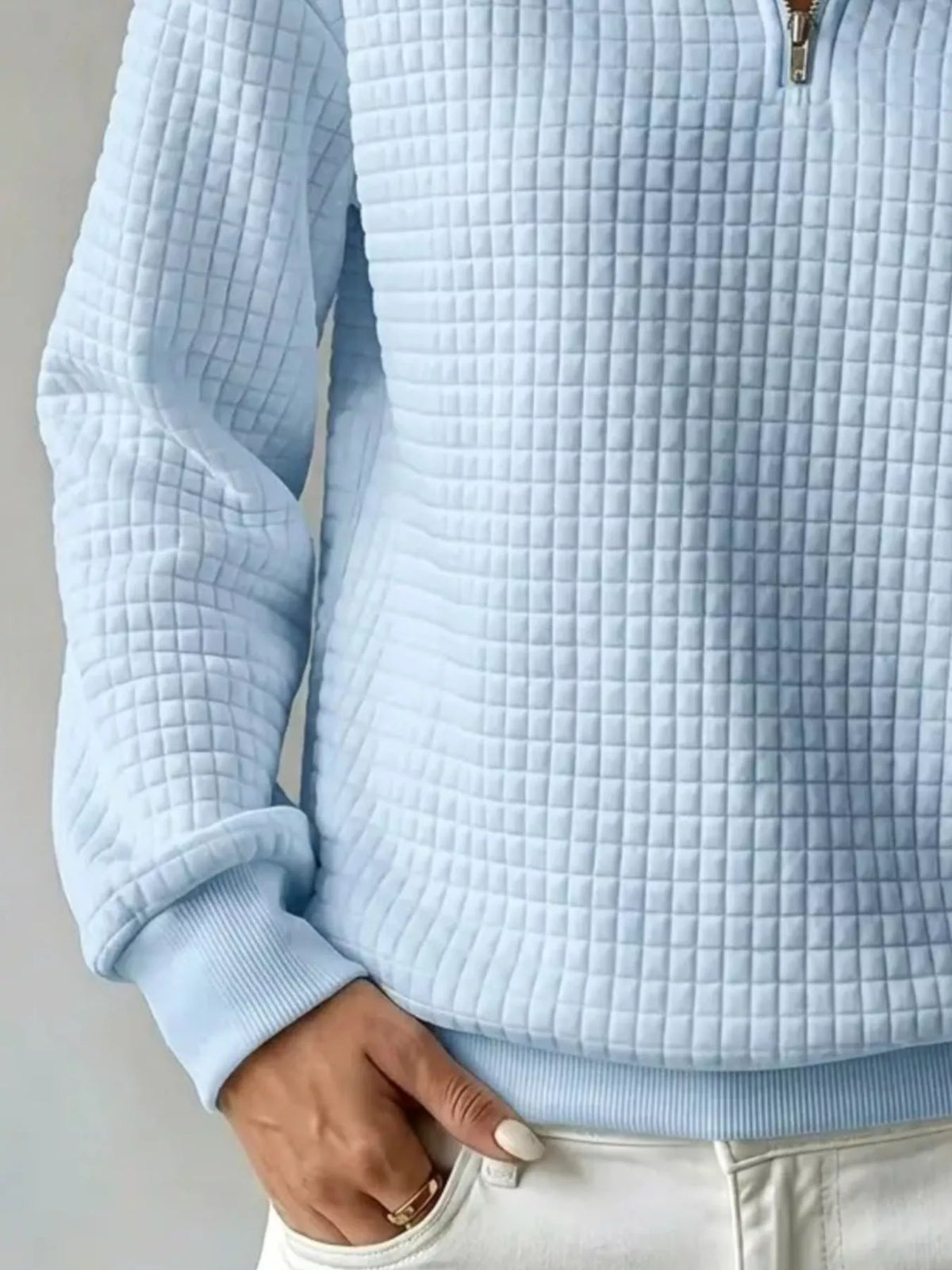 Waffle Knit Quarter-Zip Sweatshirt