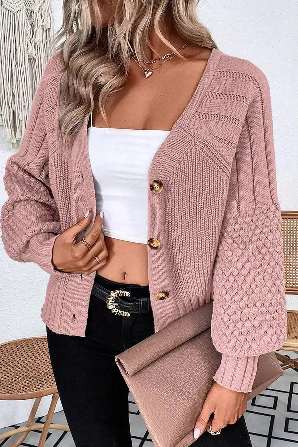 V-Neck Button-Down Cardigan - Lilixa.store
