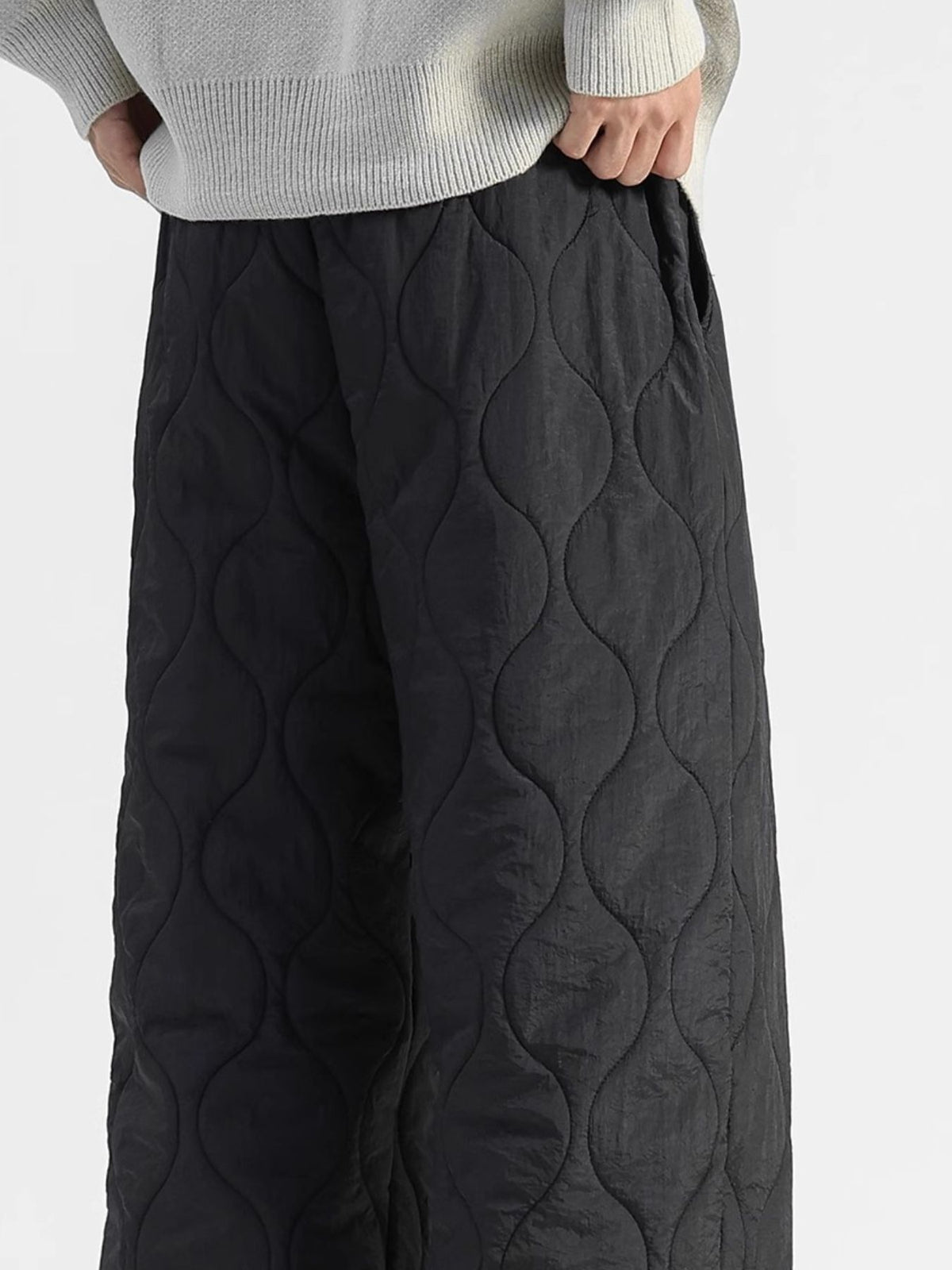 Men's Plus Size Quilted Loose-Fit Pants, view 4