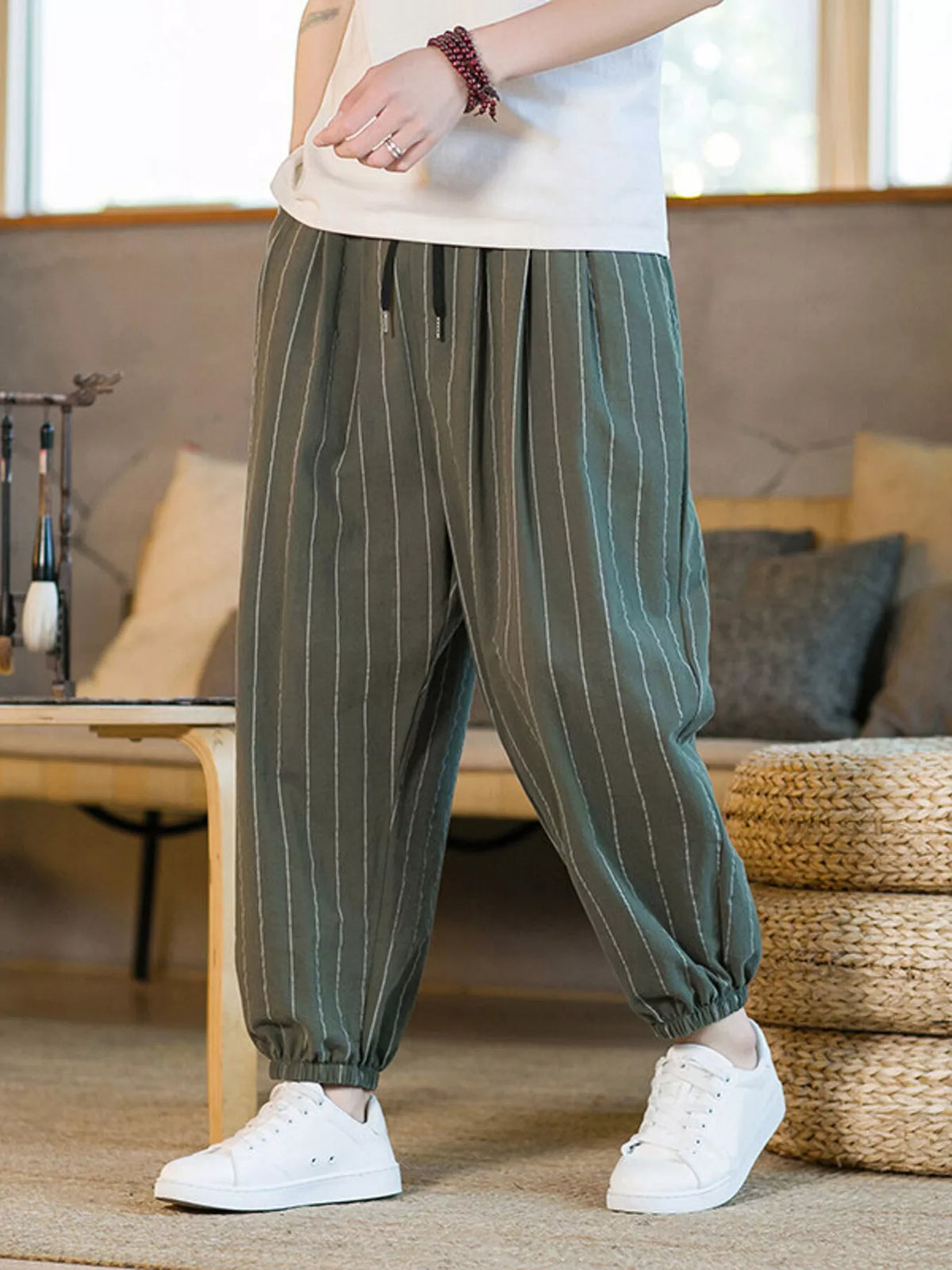 Men's Plus Size Striped Harem Pants, view 3