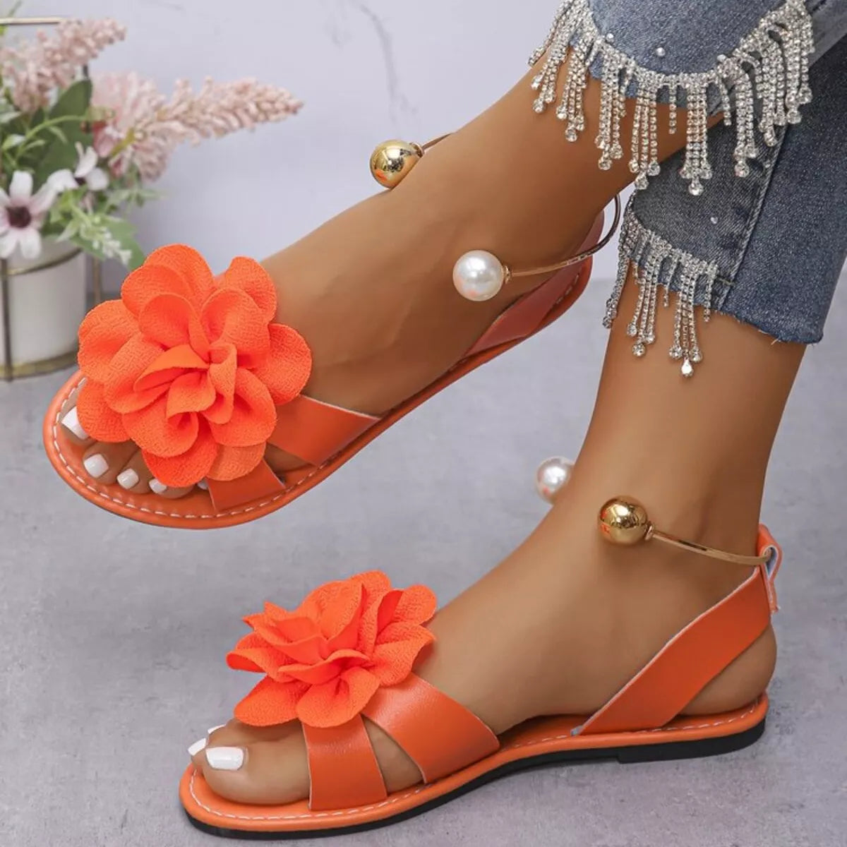 Flower Open Toe Sandals, view 3