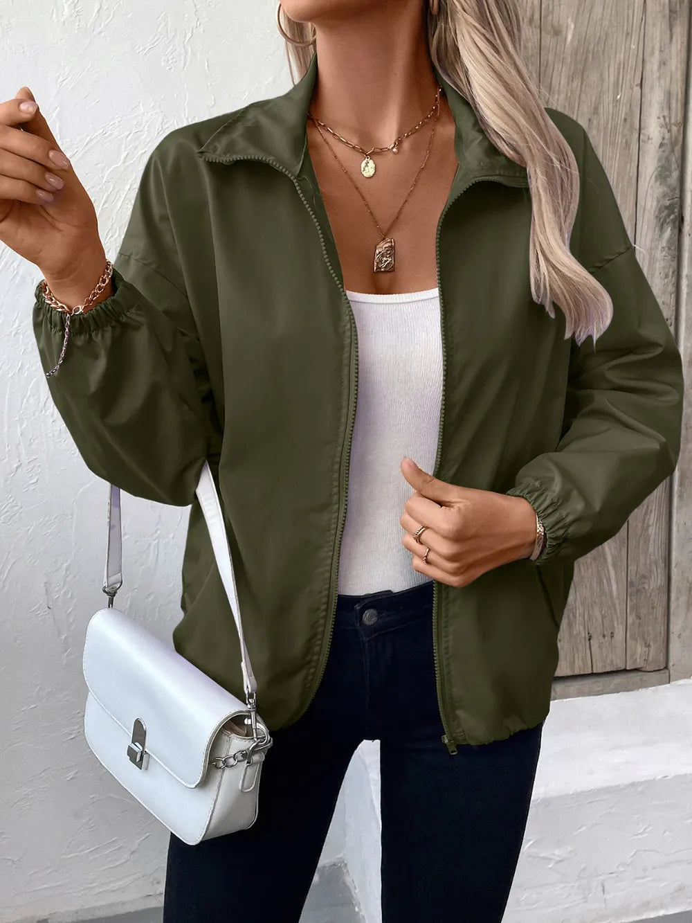 Ivy Lane Pocketed Zip Up Long Sleeve Jacket, view 7
