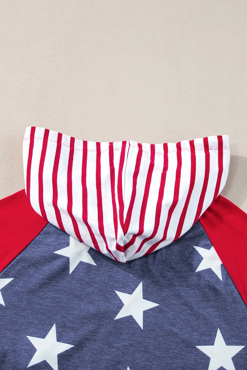 Stars and Stripes Print Drawstring Hoodie - Lilixa.store