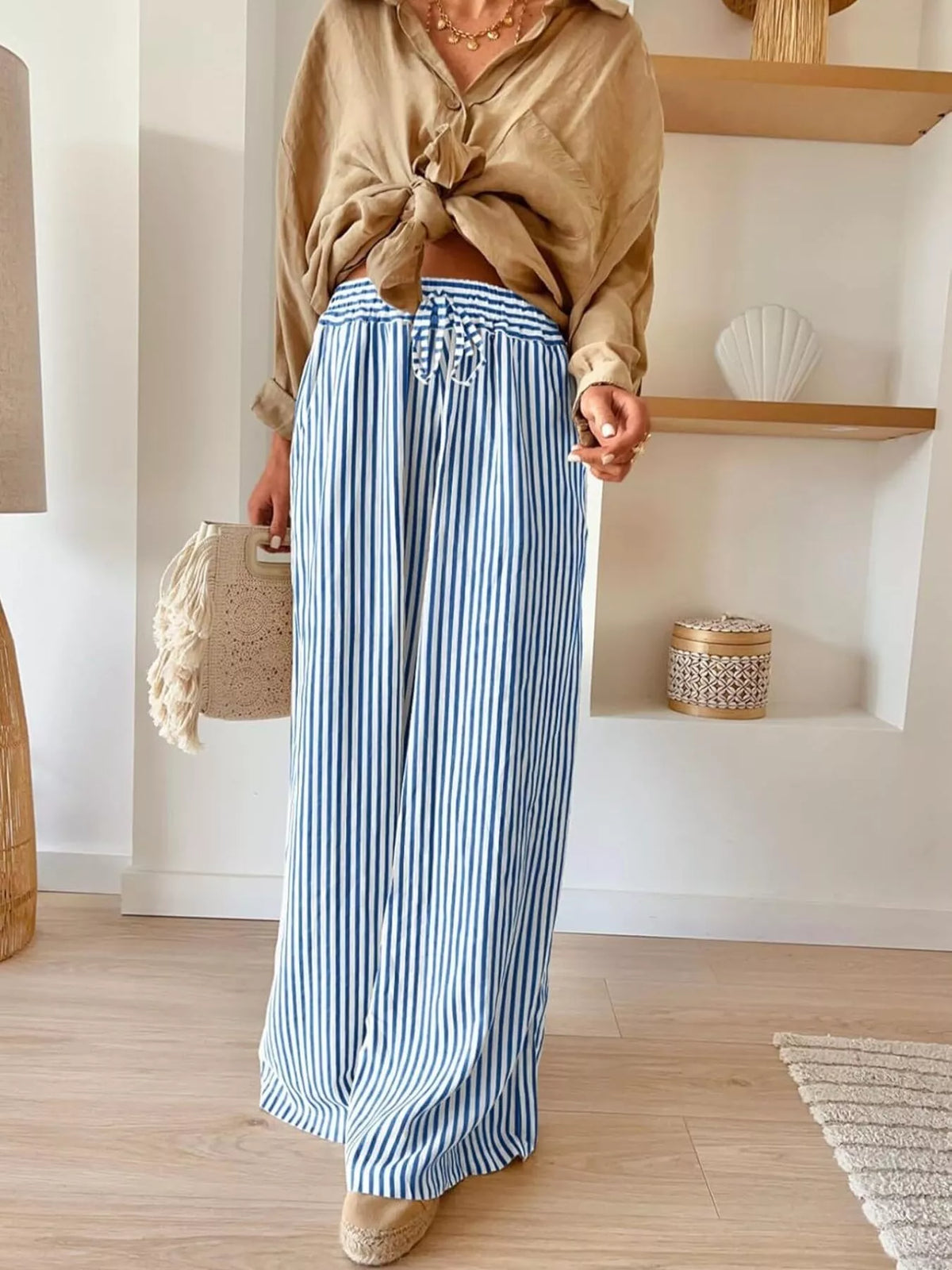 Striped Wide-Leg Pants - Lilixa.store